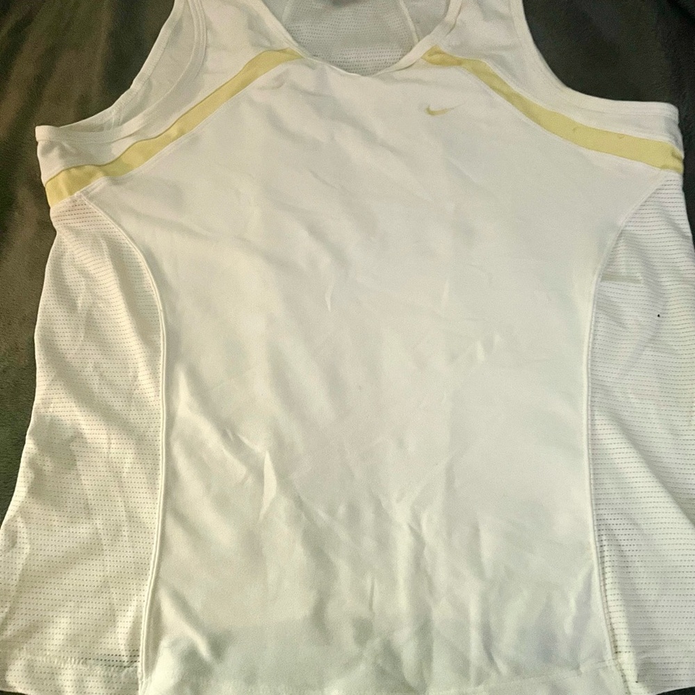 Nike Women's White and Yellow Tank Top